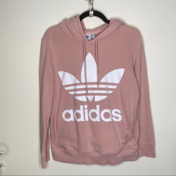 ADIDAS Trefoil Oversized Logo Hoodie Dust Pink TT3 - Picture 4 of 8